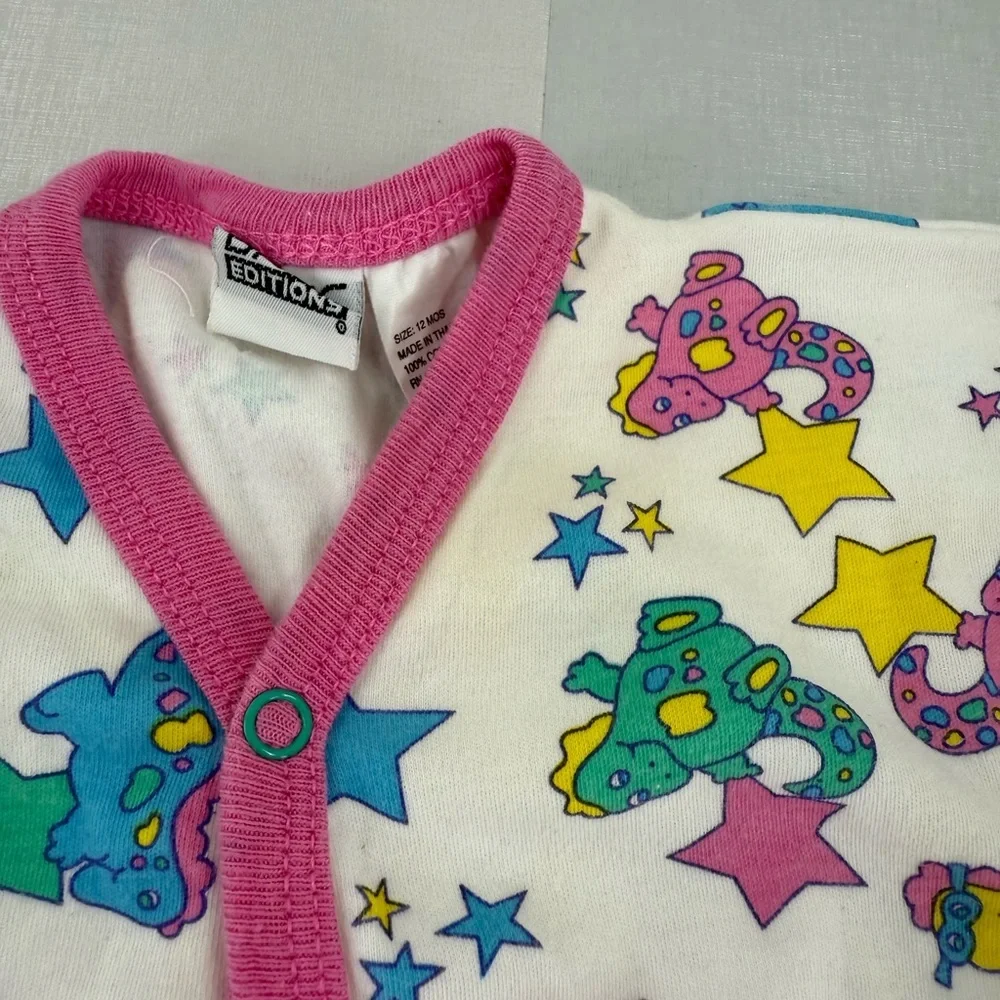 Vintage Basic Editions Baby Bodysuit Snap Closure Colorful Print 12 Months